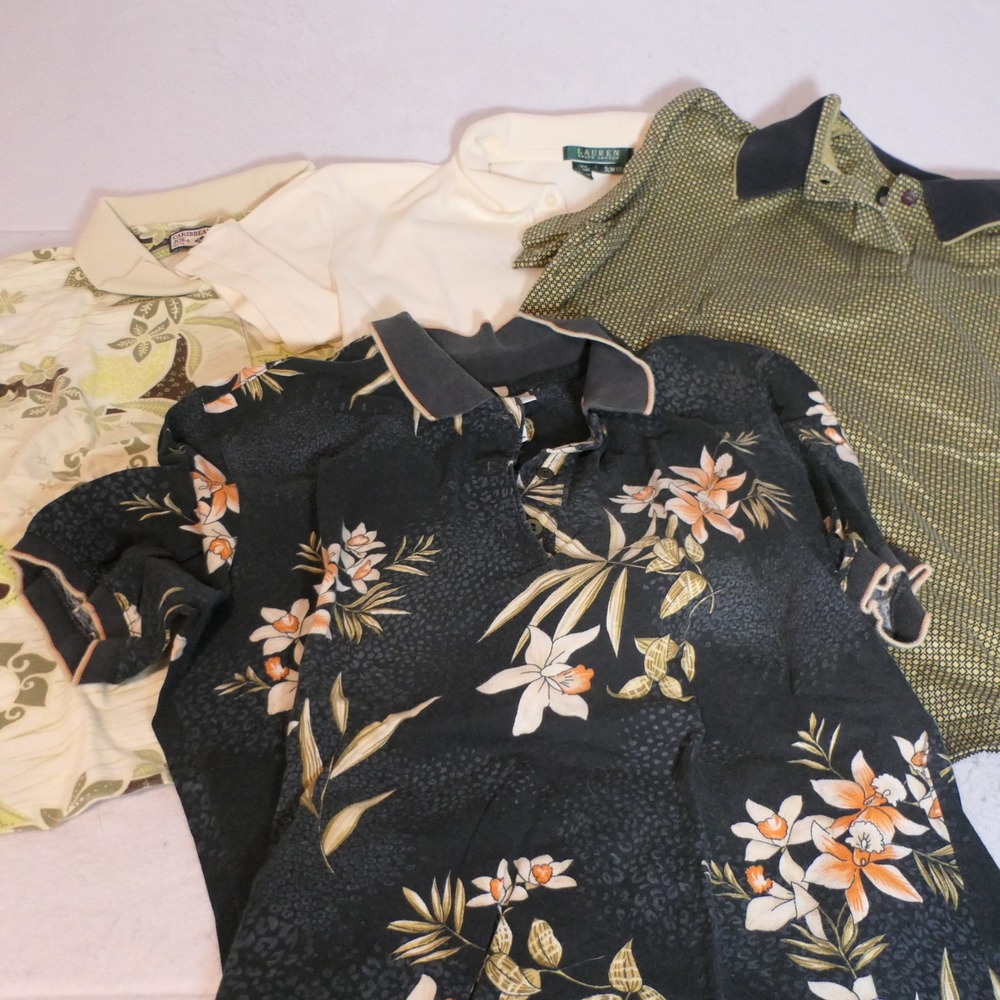 Various Womens Polos Lot 4 LP Multicolor Tropical Coastal Sporty Country Club